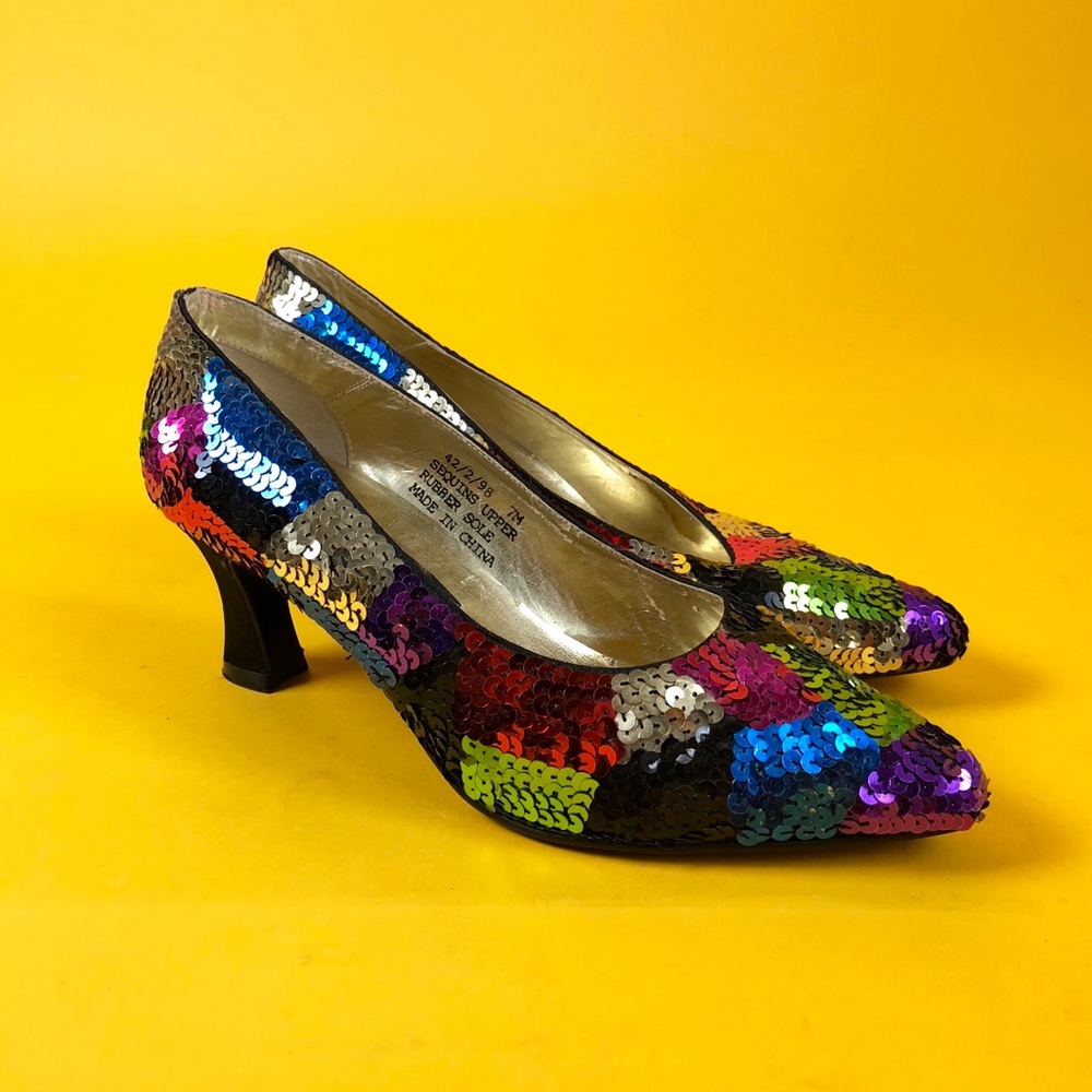 Multicolor Sequin Rainbow Heels - Women’s Sz 6.5-7